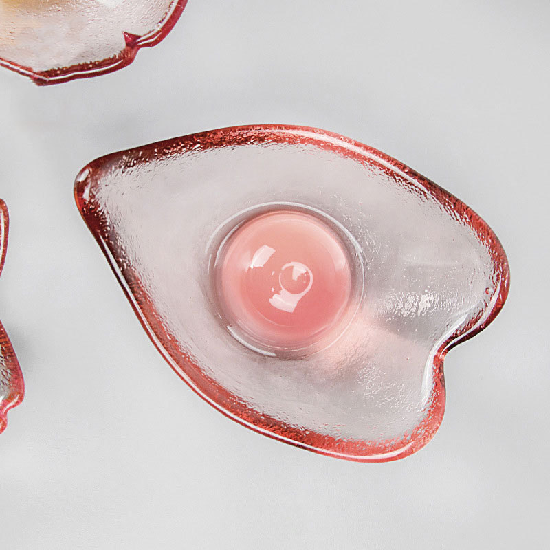 樱花玻璃碗碟创意粉色玻璃盘现货批发家用干果碟蘸料盘盘子品味人生010详情图2