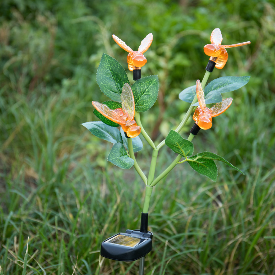 Solar insect lamp, 4led bee lamp, light-emitting bee, cross-border special supply, solar garden lamp, new lawn lamp