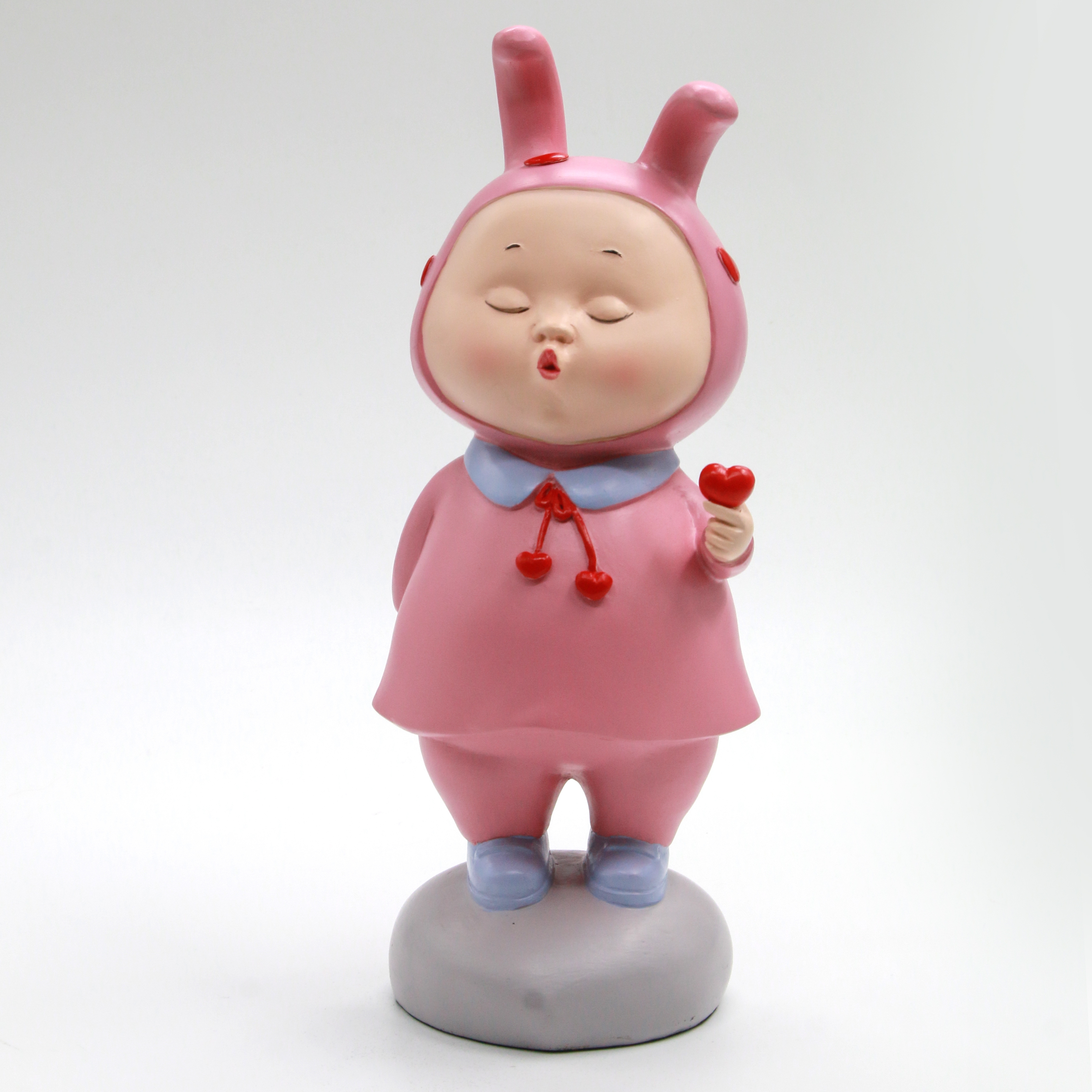 树脂工艺品礼品家居装饰兔耳朵捧心小胖子摆件