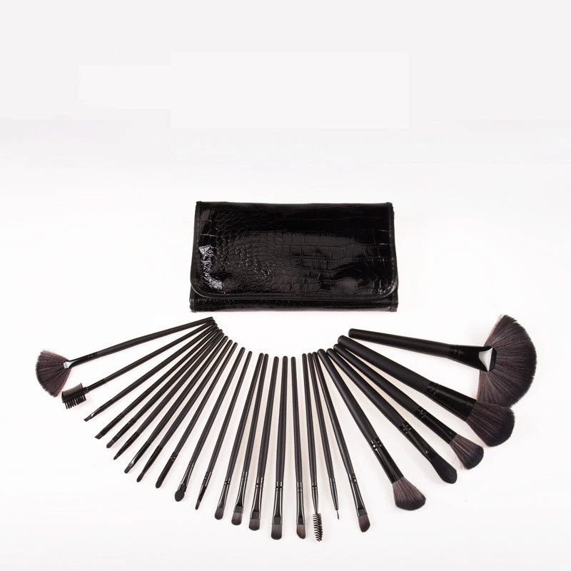 Factory direct sales of 24 animal hair makeup brushes, stone pattern makeup sets, crocodile pattern portable bags, shanilak Specification image