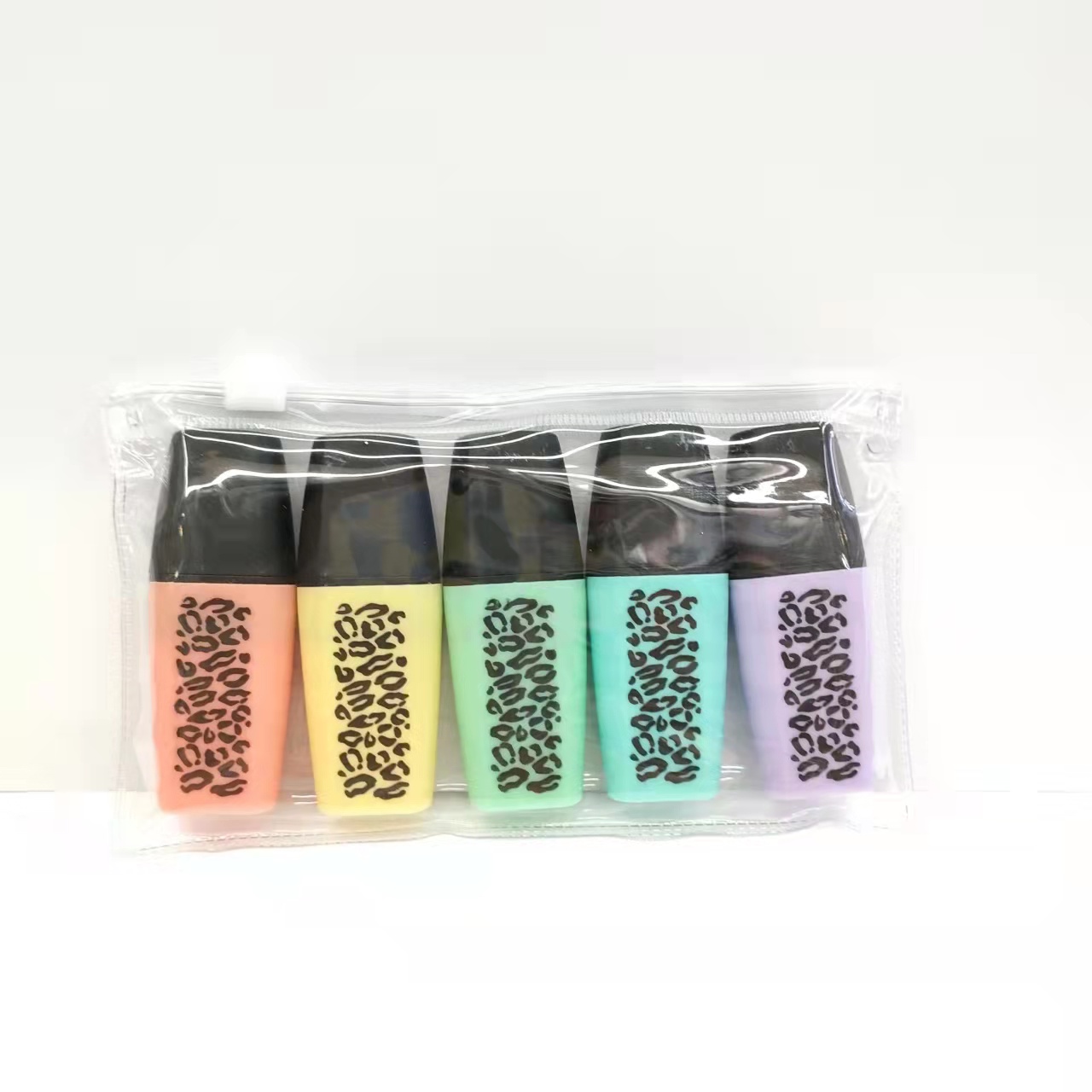 Leopard print colored highlighter pen, student key marking pen, notebook pen, large-capacity drawing pen