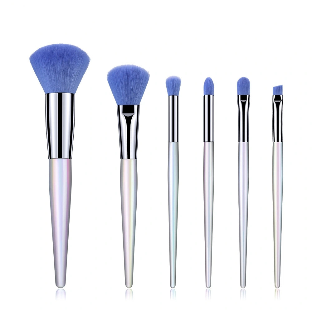 Nuevo 6pcs electrochapado mango de plástico cepillo de maquillaje cepillo de sombra de ojos cepillo de labios cepillo de cejas crossover fuente shanilak Item Picture