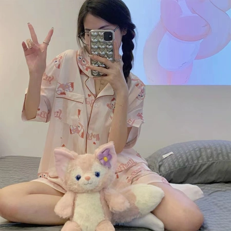 B1011 Ice Silk Pajamas for Women's Summer New short-sleeved thin ins Summer Cool Silk Home Wear set