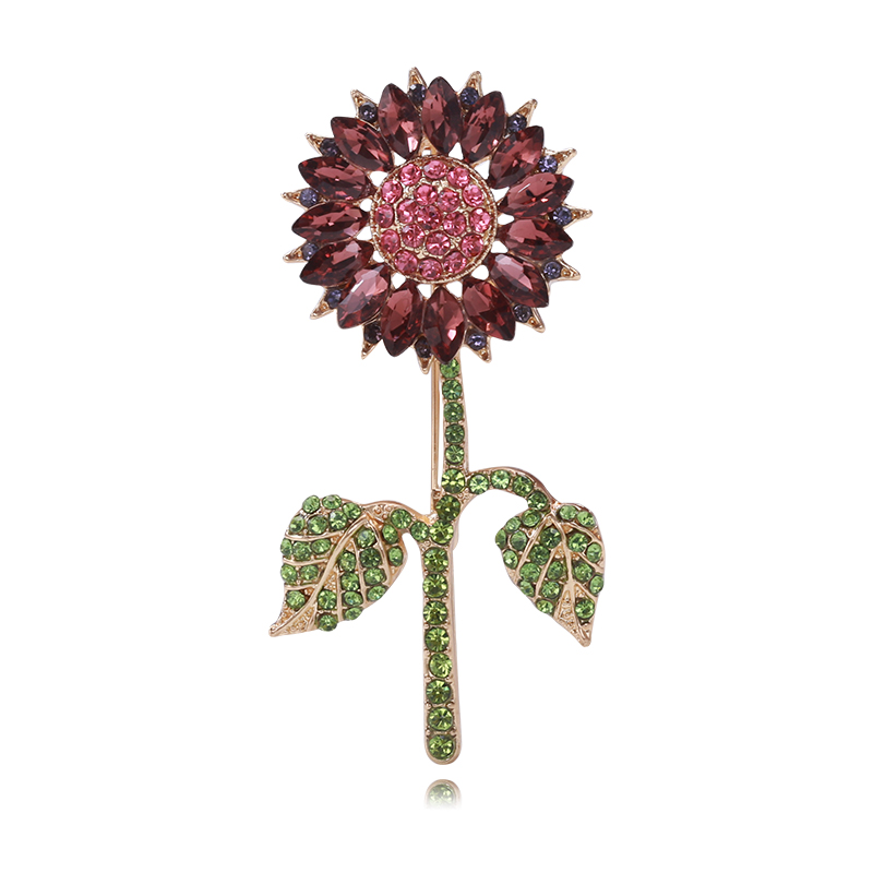 Factory direct sales of creative and light luxury Korean version new best-selling cartoon water diamond sunflower water diamond creative retro brooches, simple and fashionable accessory pins in stock Item Picture