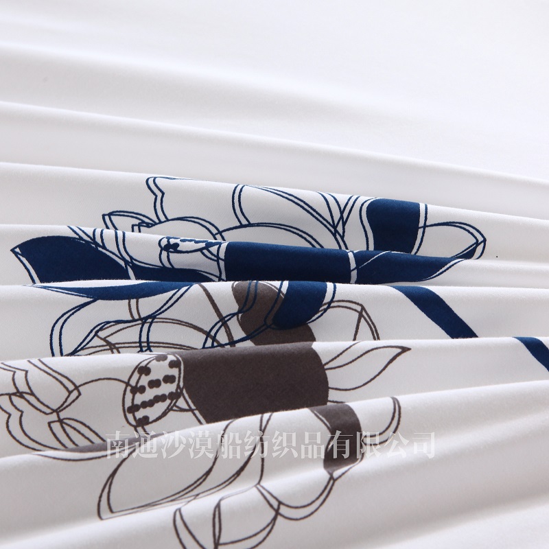 Bingti Lotus High-end Hotel four-piece bedding set, made of all-cotton Gongsatin fabric and featuring high-end printing techniques, is a homestay hotel pic 5