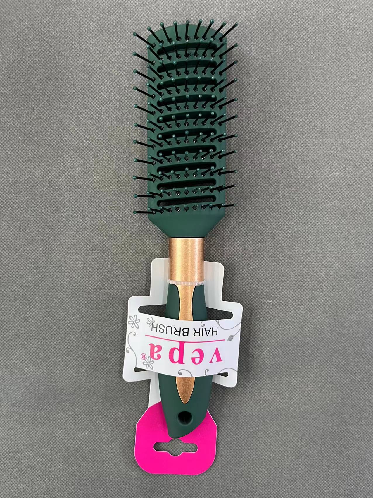 墨绿色弹性漆贵妇顺发镂空梳美发梳顺发梳家用梳子记忆弹性梳齿 减少脱发  