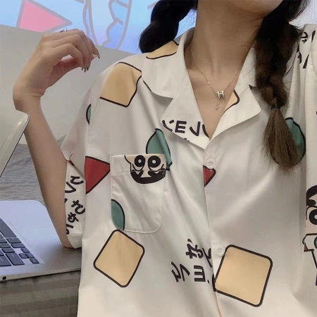 B1010 Ice Silk Pajamas for Women's Summer New short-sleeved thin ins Summer Cool Silk Home Wear set