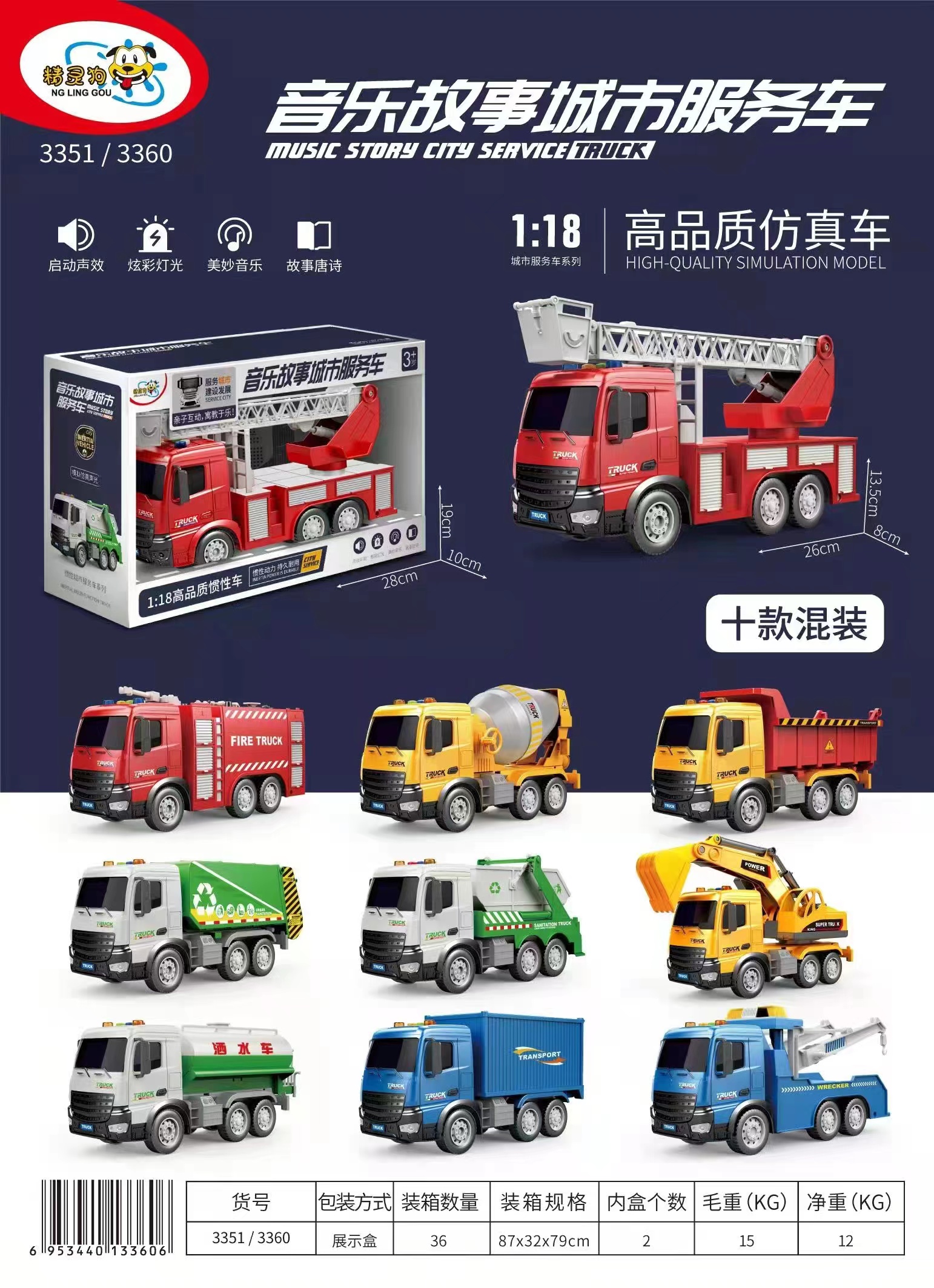 Guo 'an Toys, including ten random inertial engineering vehicles such as fairy dogs, inertial music, light, story cars, fire-fighting garbage cranes, and educational boy toys Application Scenario