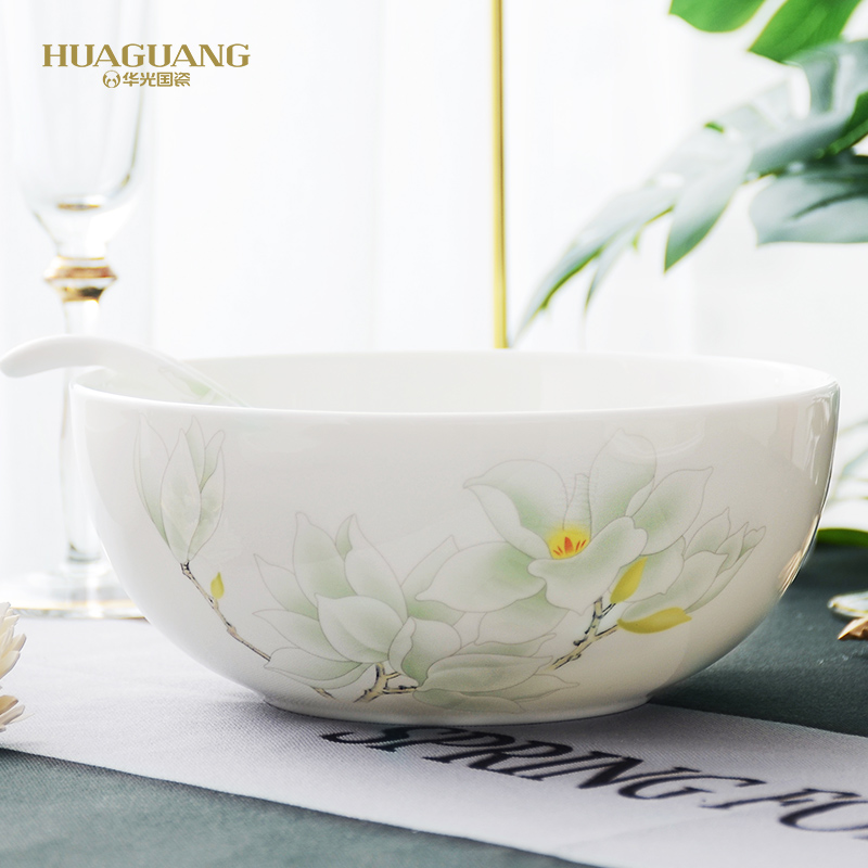 Huaguang Bone China and National porcelain glazed Mid-color Set of tableware 32-head / 46-head Magnolia Gift Box Specification image