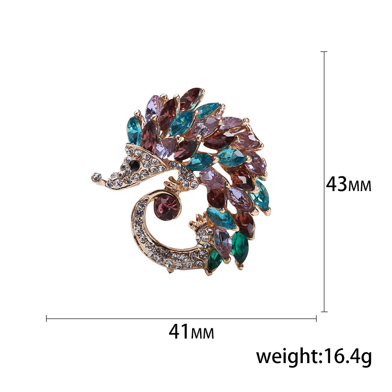 Factory direct sales of creative and light luxury Korean version new best-selling cartoon water diamond hedgehog money tree light luxury water diamond creative retro brooch simple and fashionable accessory pin in stock Application Scenario