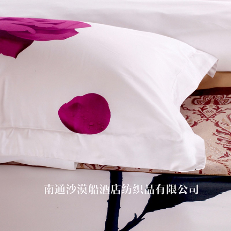 Hotel Bedding Purple Rose Hotel Linen Bedding A version Jet Unique Positioning Print B Version 80 jet Tribute Satin Application Scenario