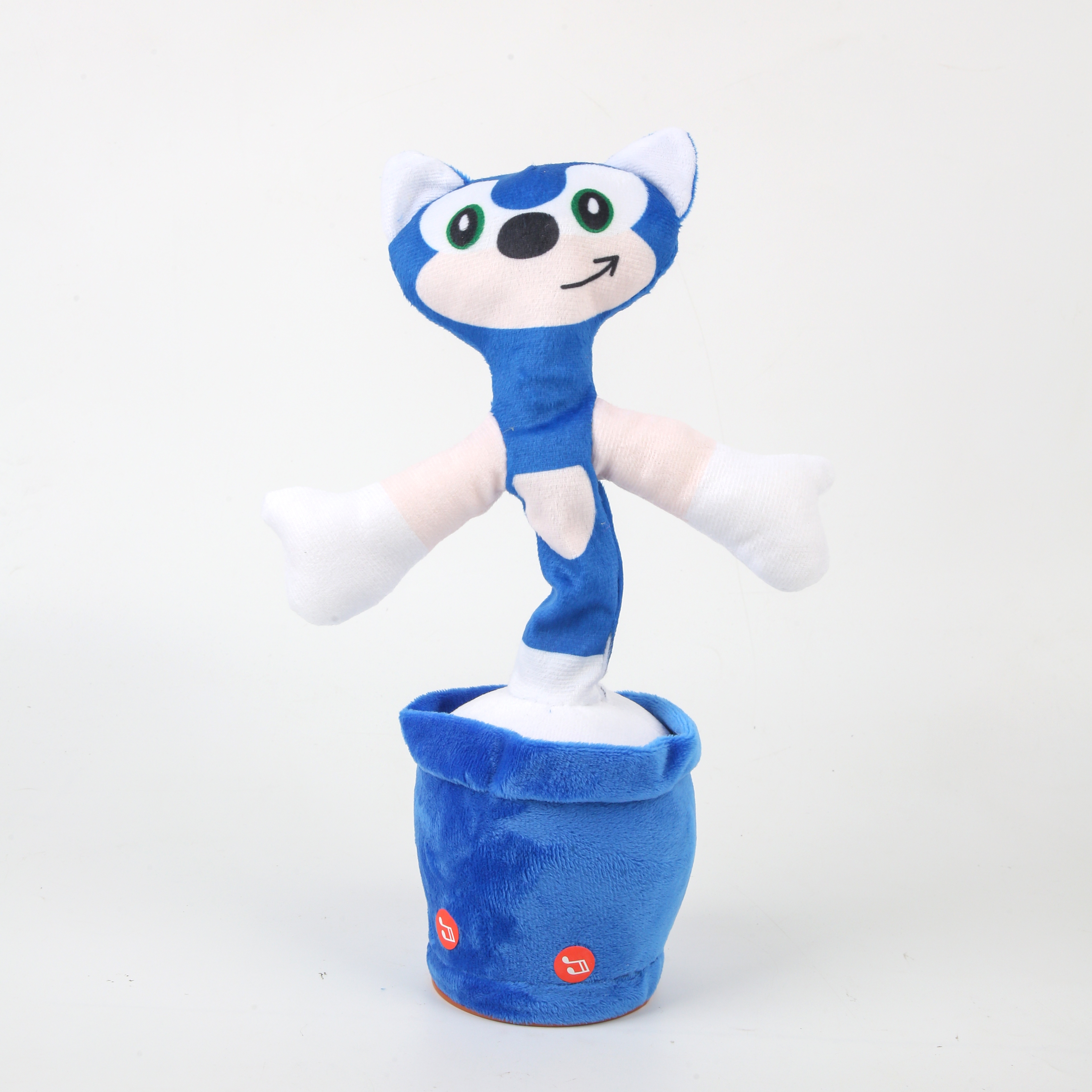 卡通新奇特电动玩具小蓝猫唱歌玩偶充电版音乐摇摆唱歌跳舞录音仙人掌