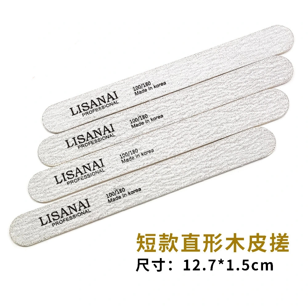 Short, straight wood veneer file, sandpaper, nail shaping, dust and sand, professional manicure 12.7, nail grinding and sanding shanilak
