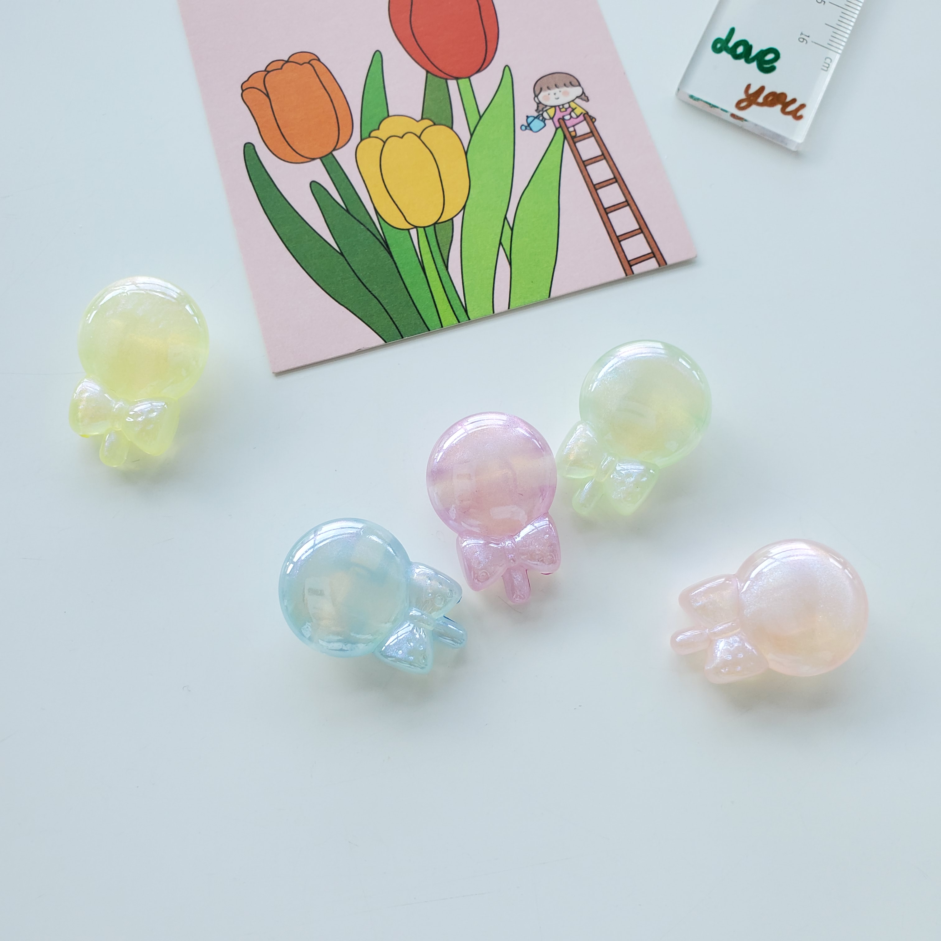 Chenming ornamento 22MM perolado azúcar frijoles acrílico dibujos animados lollipop DIY accesorios accesorios sueltos cuentas hair loop material 100pcs/pack Application Scenario