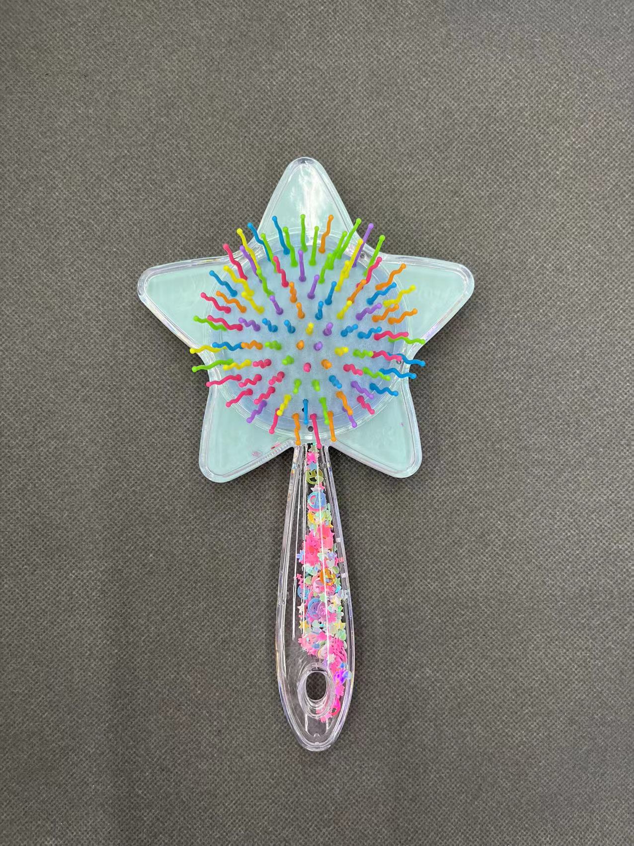 卡通气囊梳 小动物印花星形气垫梳 透明手柄按摩防静电美发梳缓解头部疲劳弹性气囊梳