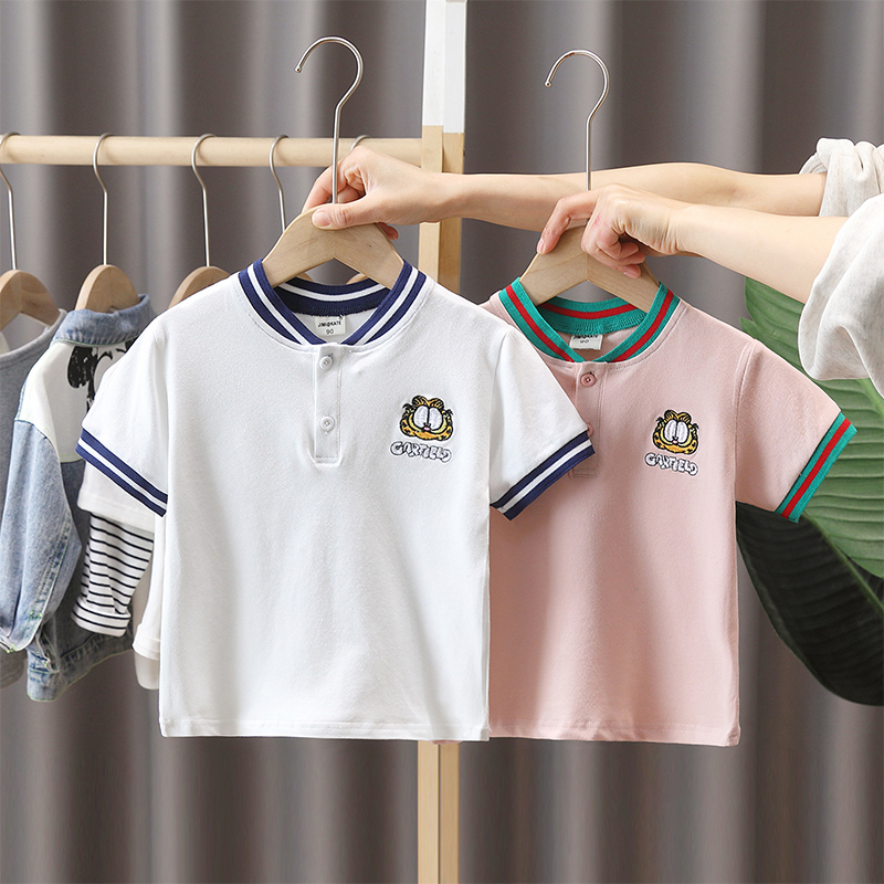 Children's clothing, boys' short-sleeved T-shirts for summer 2022, children's cartoon T-shirts, baby summer polo half-sleeved new style