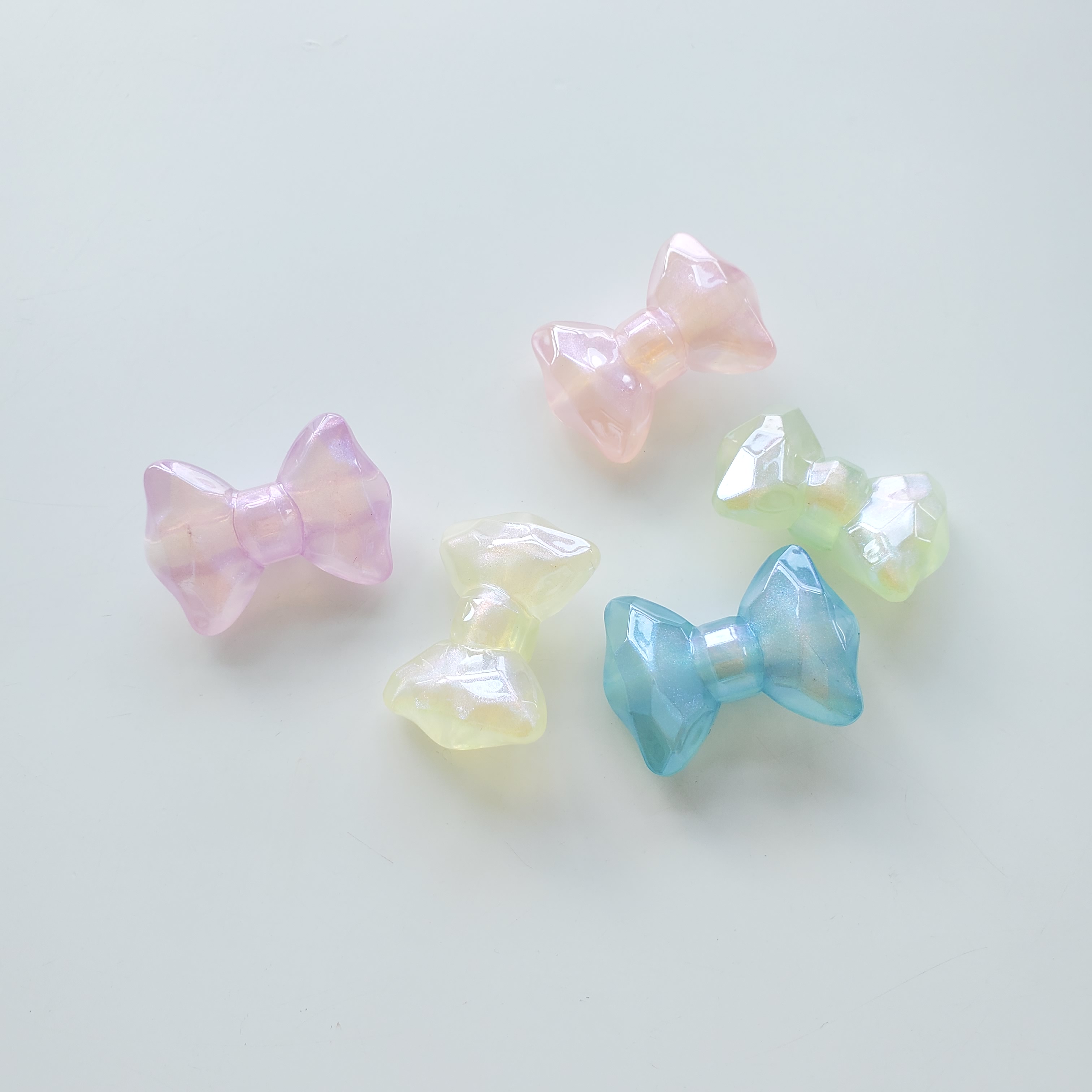 Chen Ming's DIY jewelry accessories, pearlescent sugar beans, acrylic beads, handcrafted 35mm back hole bow accessory materials, complete package details Picture