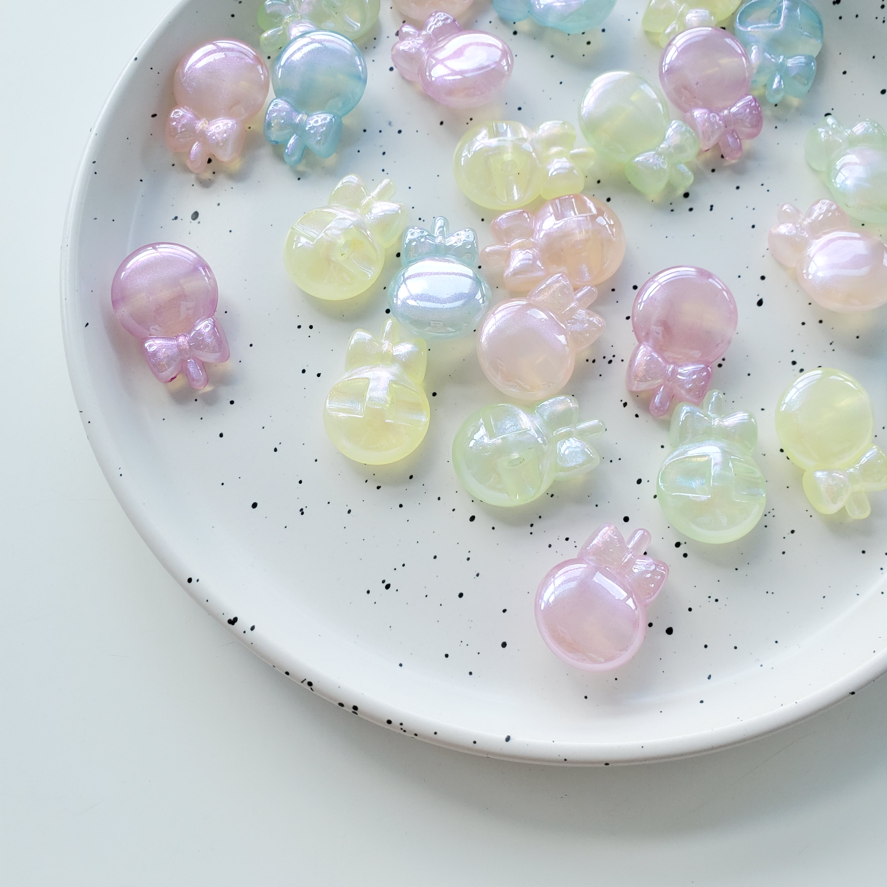 Chenming ornamento 22MM perolado azúcar frijoles acrílico dibujos animados lollipop DIY accesorios accesorios sueltos cuentas hair loop material 100pcs/pack details Picture