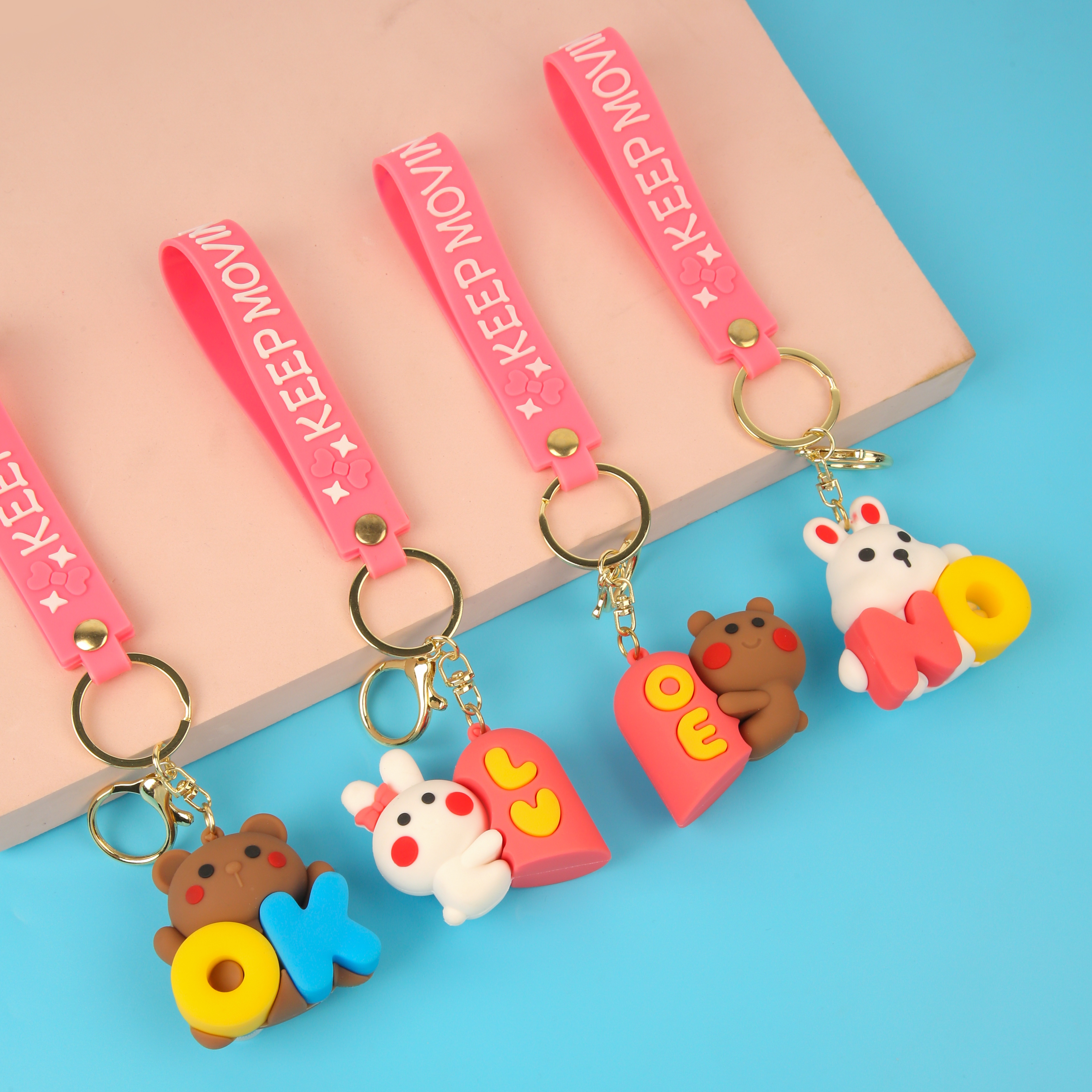 卡通小熊小兔混款钥匙扣