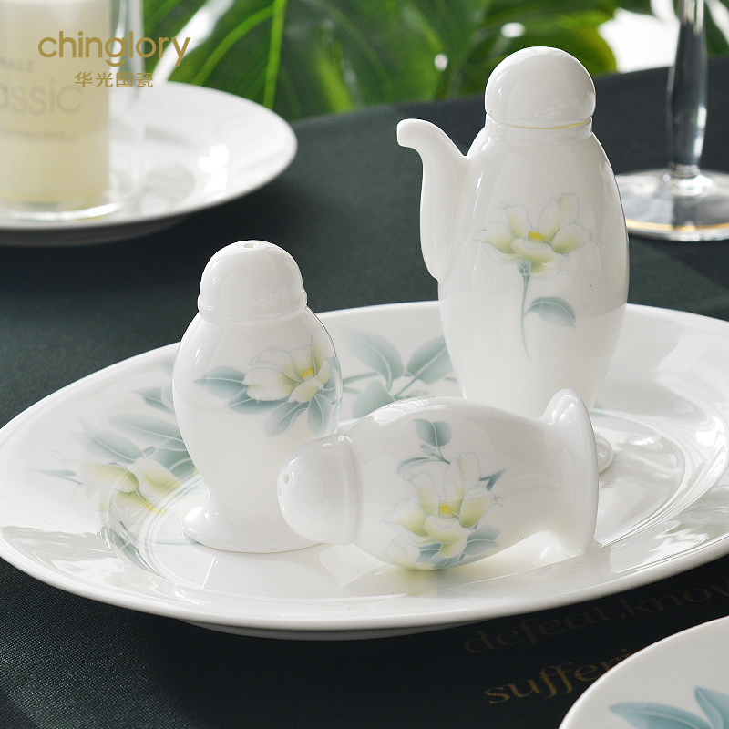 Huaguang National Porcelain Bone China Bowl and Plate Set, Household Tableware Set, New Chinese-style Glazed Color Gift Box, Elegant Autumn Charm Item Picture