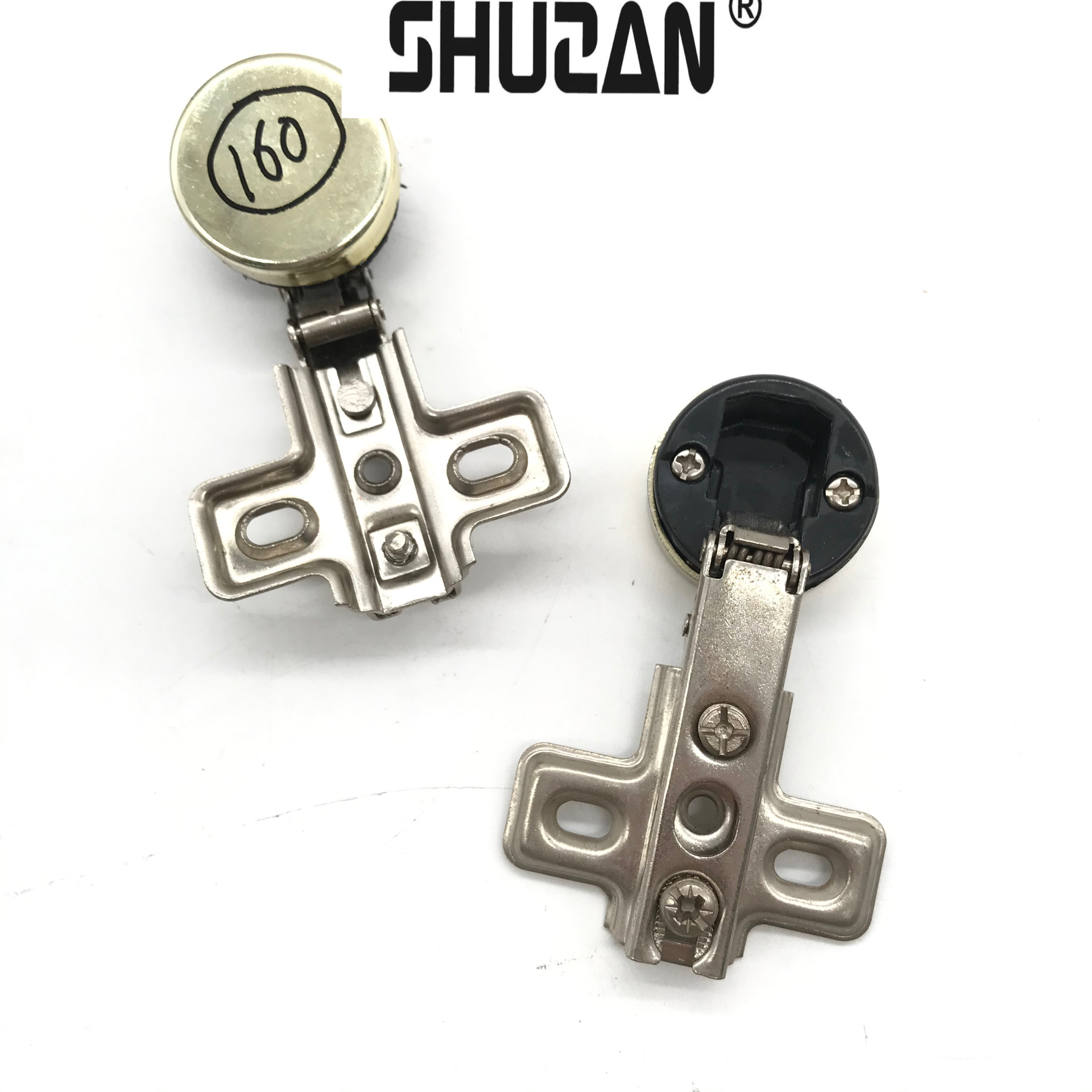 Shuzan high-quality cold-rolled steel hydraulic glass hinges, other hardware tools, cabinet doors, buffer and silent hinges