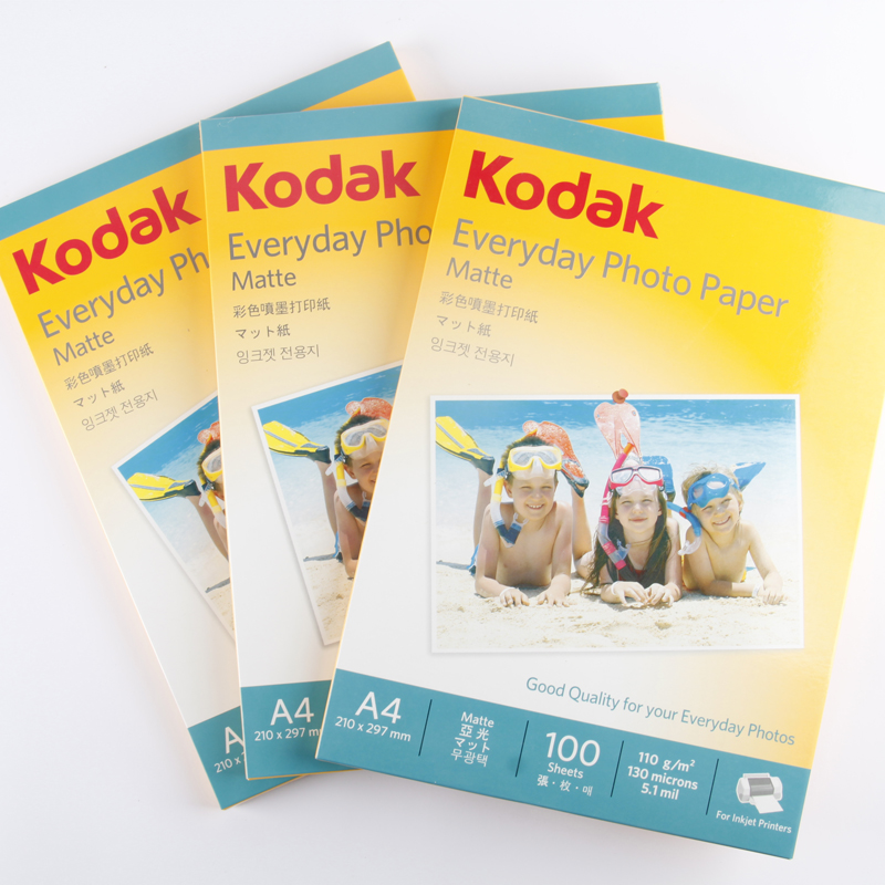 KODAK Kodak color inkjet printing Paper 130g matte inkjet printing paper Resume Medical Record Advertising Paper Recipe paper A4 single-sided color inkjet paper 100 sheets Color inkjet paper Specification image