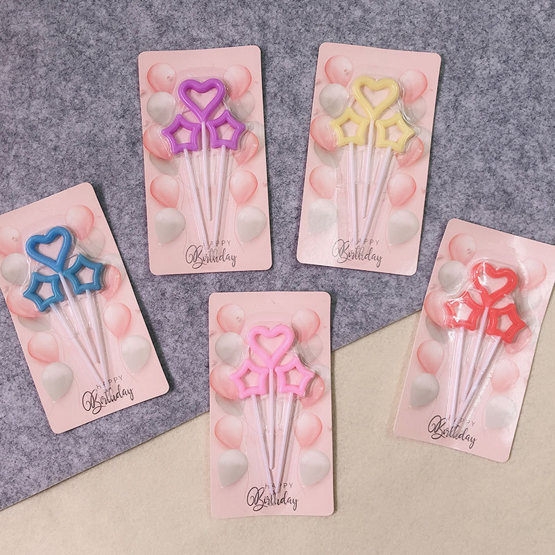 星星心形彩色生日蜡烛 派对烘焙装饰生日蛋糕插件仙女棒蜡烛