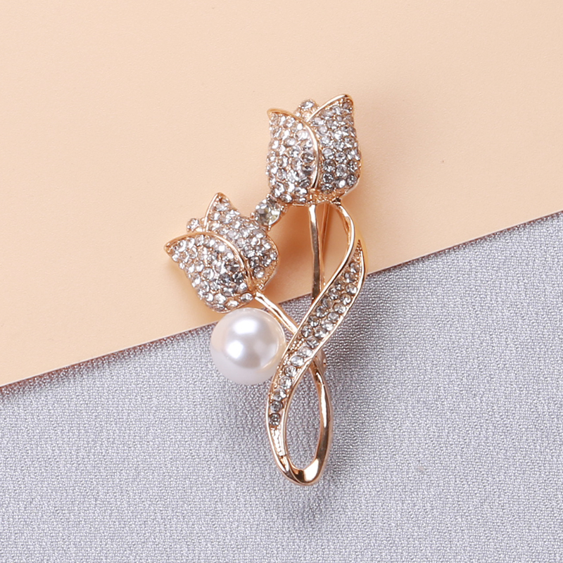 Factory direct sales of creative and light luxury Korean version new best-selling cartoon water diamond purple gold flower dragonfly light luxury water diamond creative retro brooch simple and fashionable accessory pin in stock Specification image