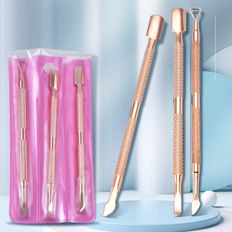 Stainless steel rose gold steel dead skin pegs, nail pegs, nail trims and nail art three-piece set shanilak