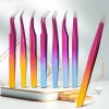 False eyelash extension tweezers, straight pointed elbow, stainless steel dual-color gradient clip, golden feather clip, dolphin clip, customizable LOGO shanilak Application Scenario
