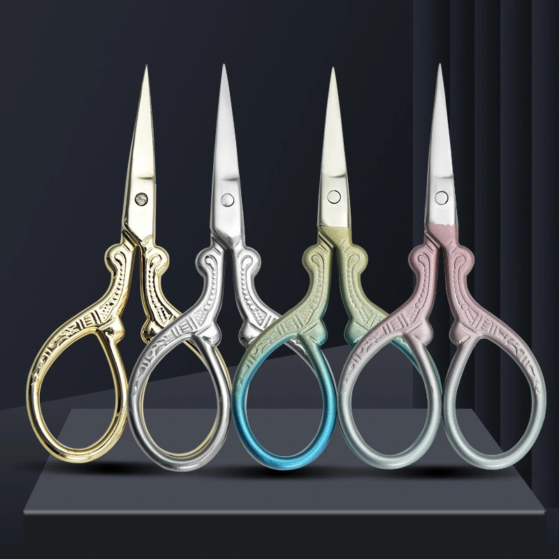 现货不锈钢压花小凤剪工艺剪 龙凤小剪刀十字绣工艺剪复古剪刀  shanilak