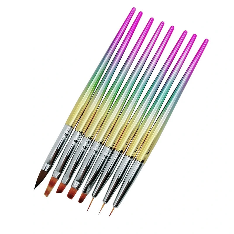 Gradient color rod nail art set, drawstring pen, carved pen, painting pen, phototherapy pen, crystal pen 8-piece set shanilak