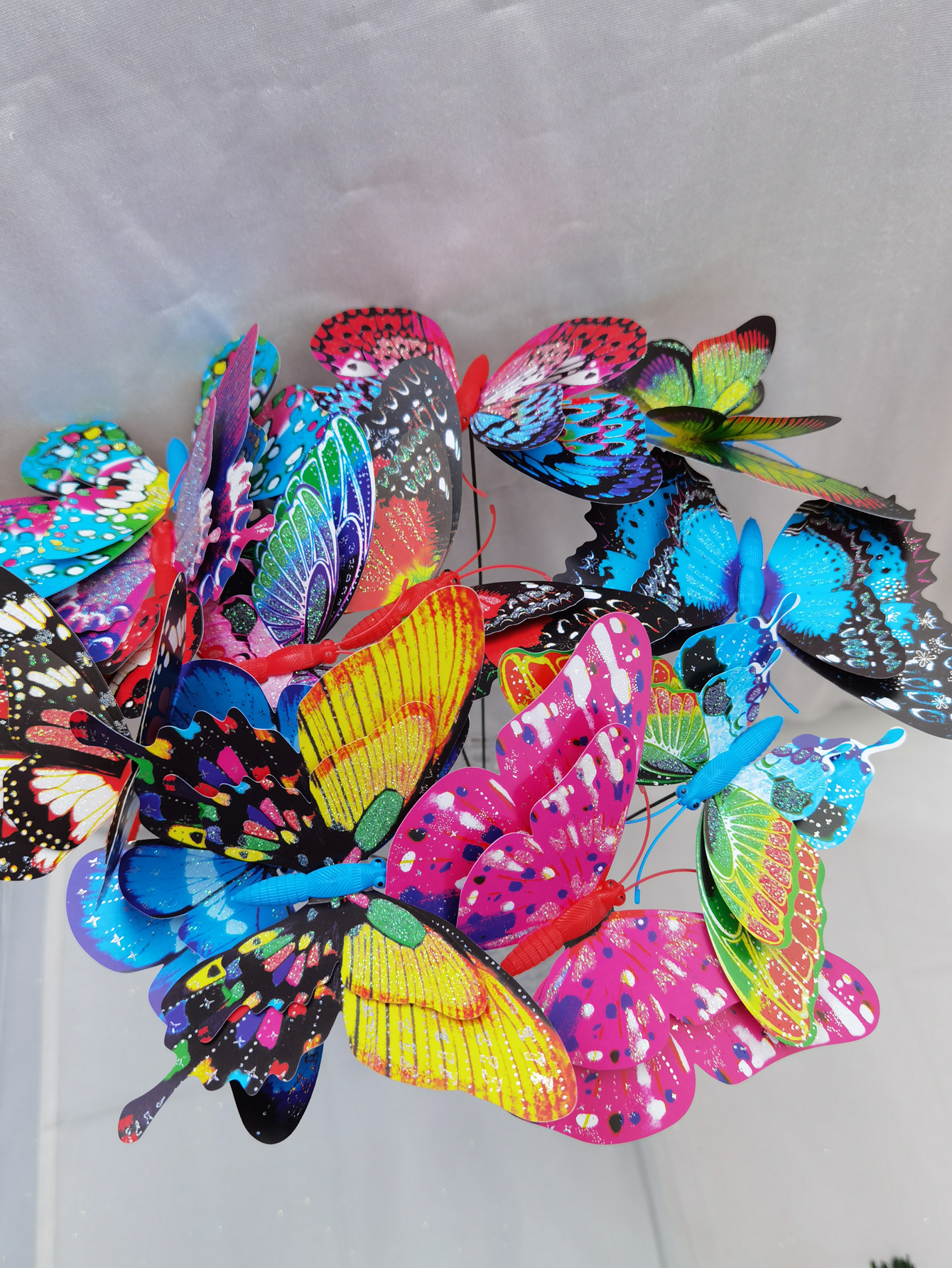 10+15金粉双层蝴蝶插枝花园花坛装饰花插装饰工艺品