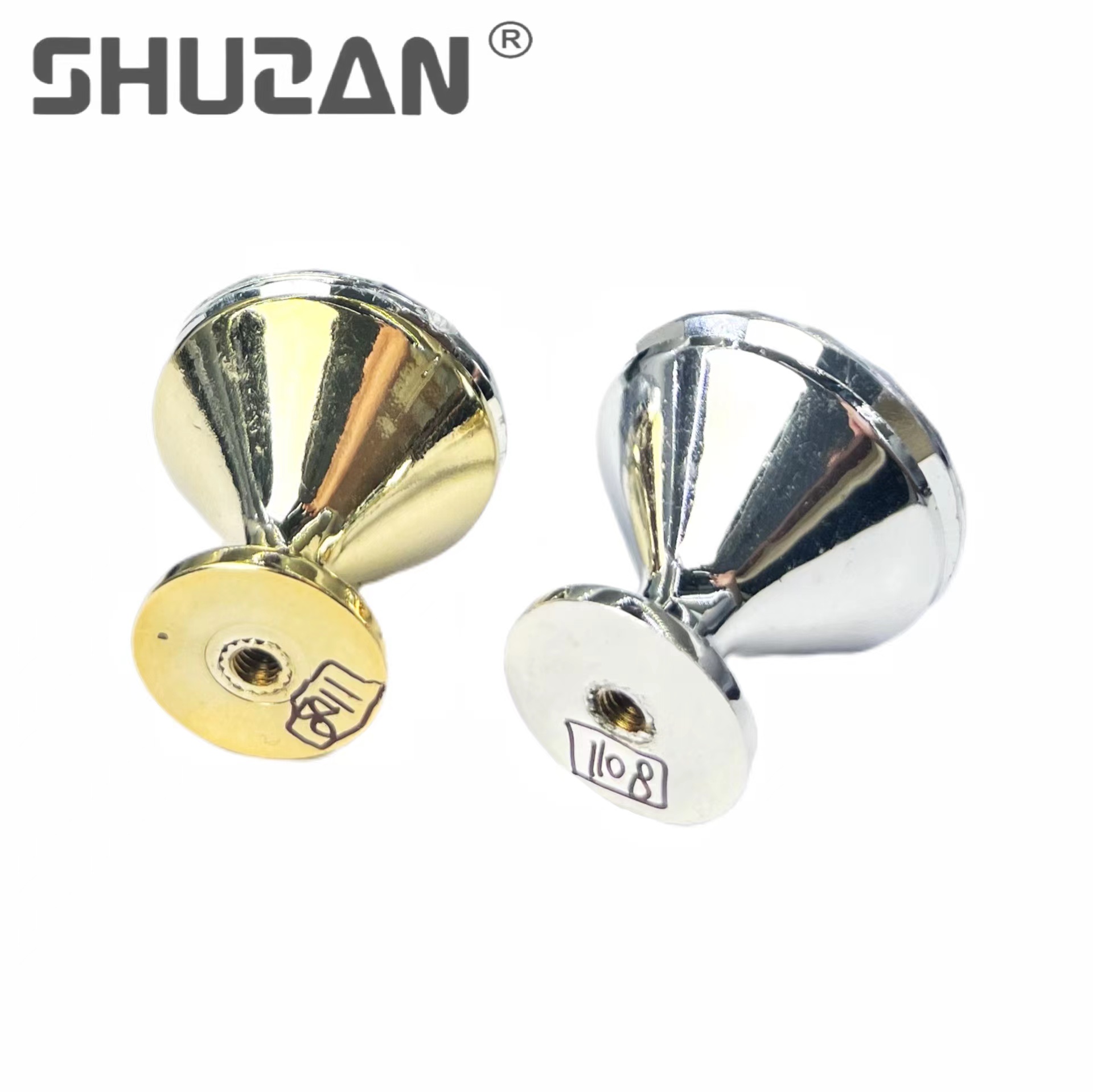 舒赞 高端品牌 现代简约半包钻石水晶合金拉手 单孔迷你家居衣柜橱柜门把手 304材质 XA901 其他五金工具 单扣拉手