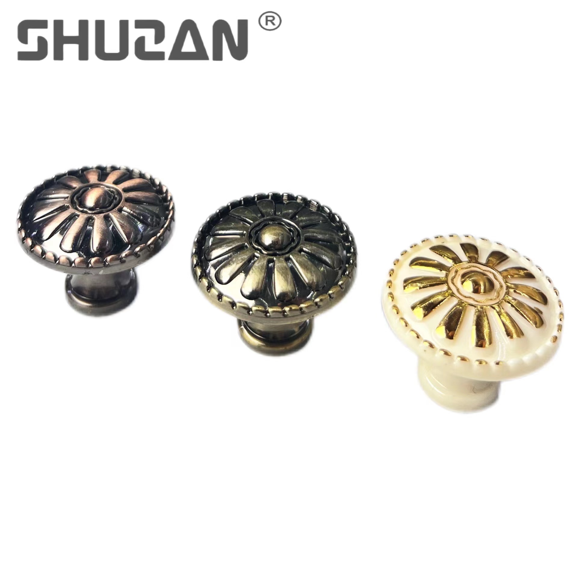 Shuzan Classic brand European modern simple antique copper wardrobe handle, drawer, cabinet door, antique cabinet door, small handle, single-hole design XC305, other hardware tools, single-lock handle Specification image