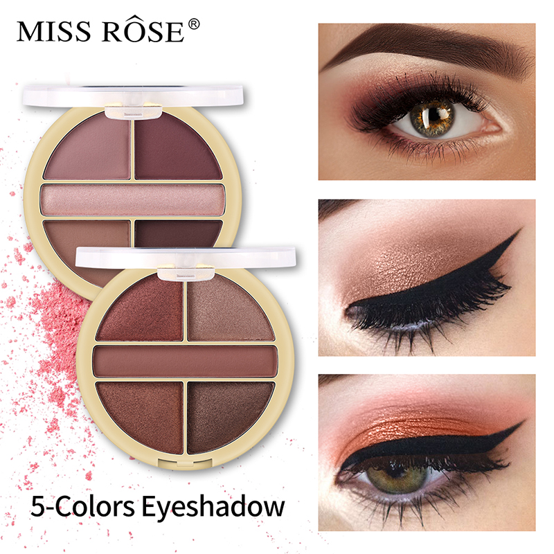  MISS ROSE欧美风珠光哑光5色小盘眼影跨境彩妆防水自然裸妆网红眼影盘图