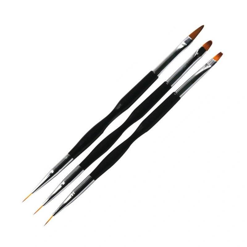美甲笔刷子工具3支套 水晶雕花笔画花拉线彩绘笔光疗凝胶排笔详情图1