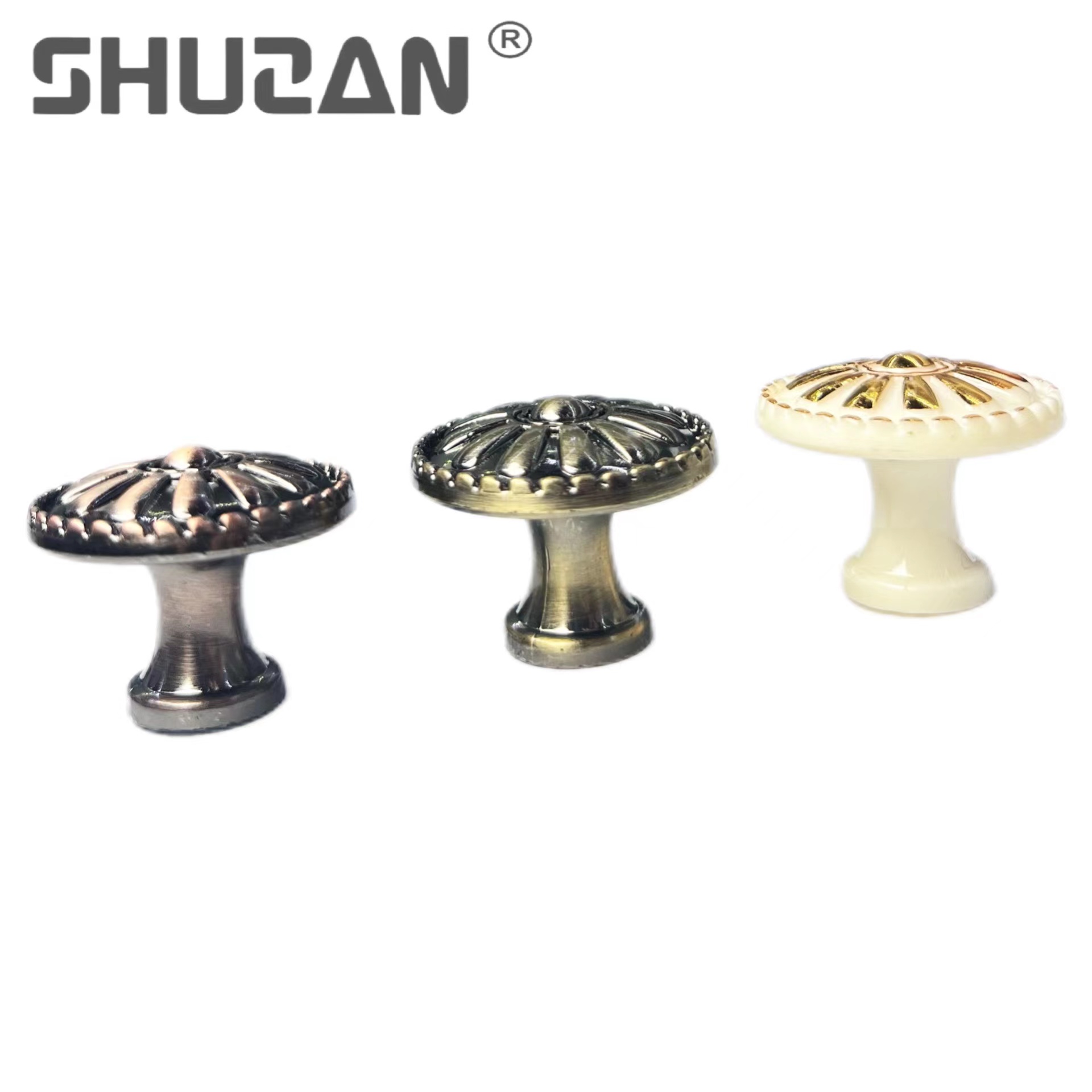Shuzan Classic brand European modern simple antique copper wardrobe handle, drawer, cabinet door, antique cabinet door, small handle, single-hole design XC305, other hardware tools, single-lock handle Item Picture
