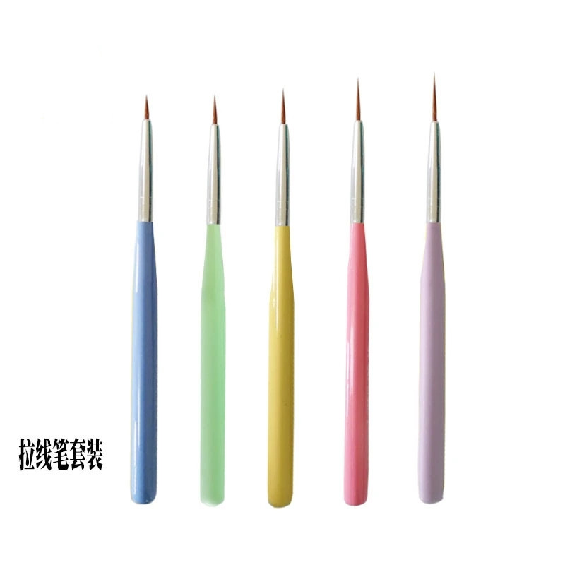 shanilak estilo japonés muy fino color madera rod pull-liner pincel de uñas pincel de flores 5 PCS set ojo de gato imán taladro de puntos toolset undefined