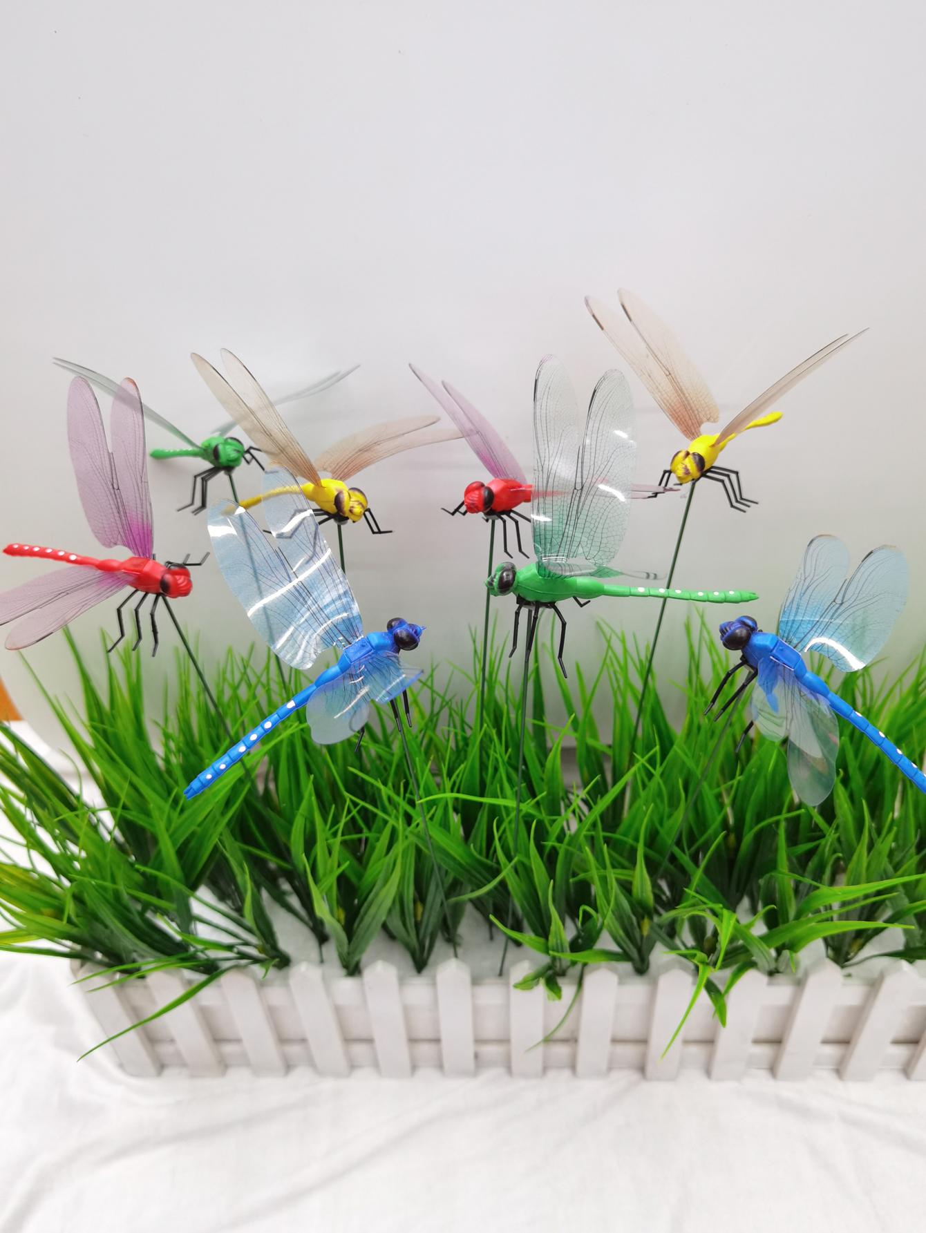 仿真12寸蜻蜓花园插枝花坛花园装饰工艺品