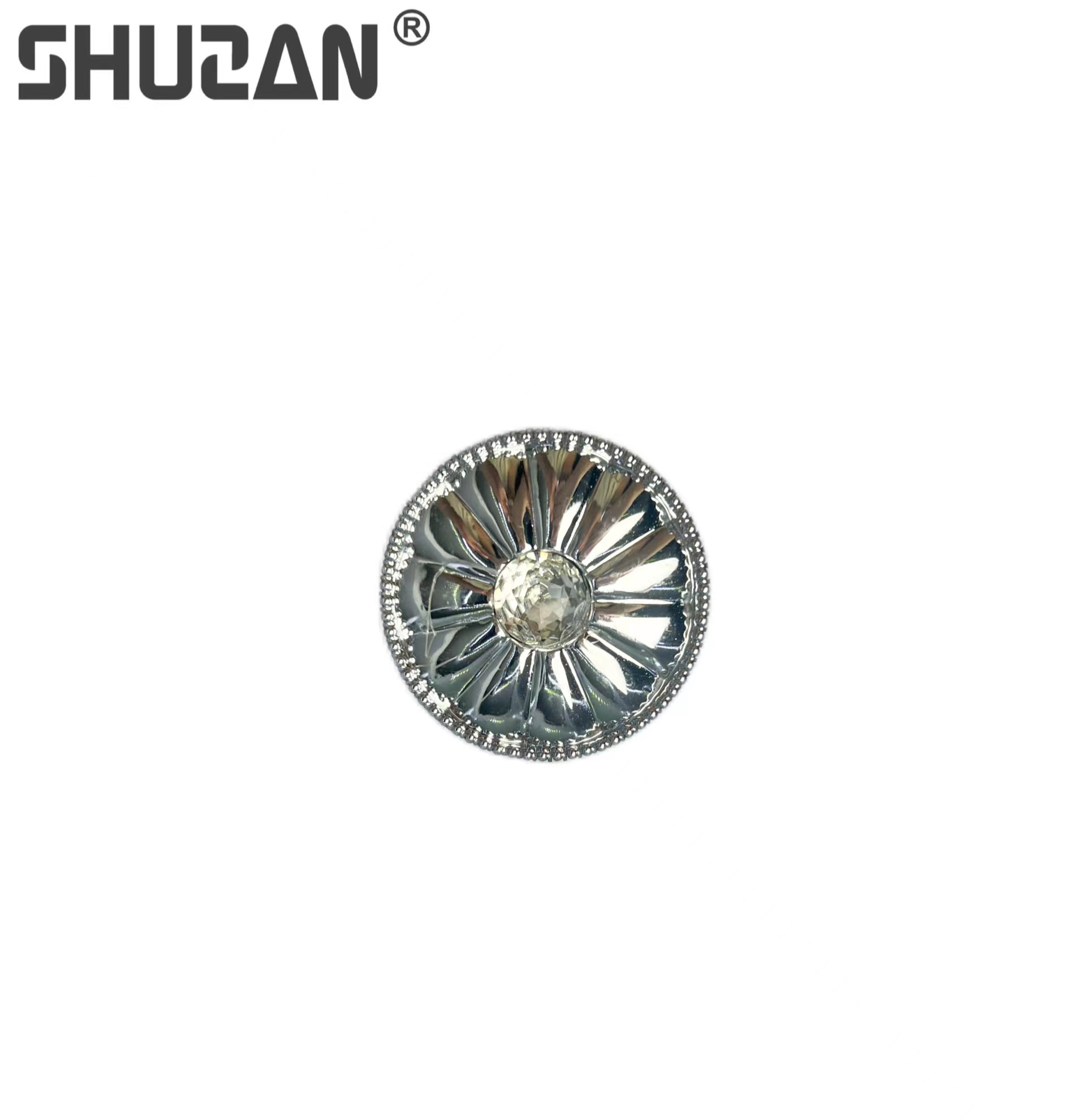 Shuzan brand guarantee ice crack European-style cabinet door handle, diamond crystal round single-hole mini light luxury home wardrobe cabinet door handle, high-end custom B002 other hardware tools single-lock handle details Picture