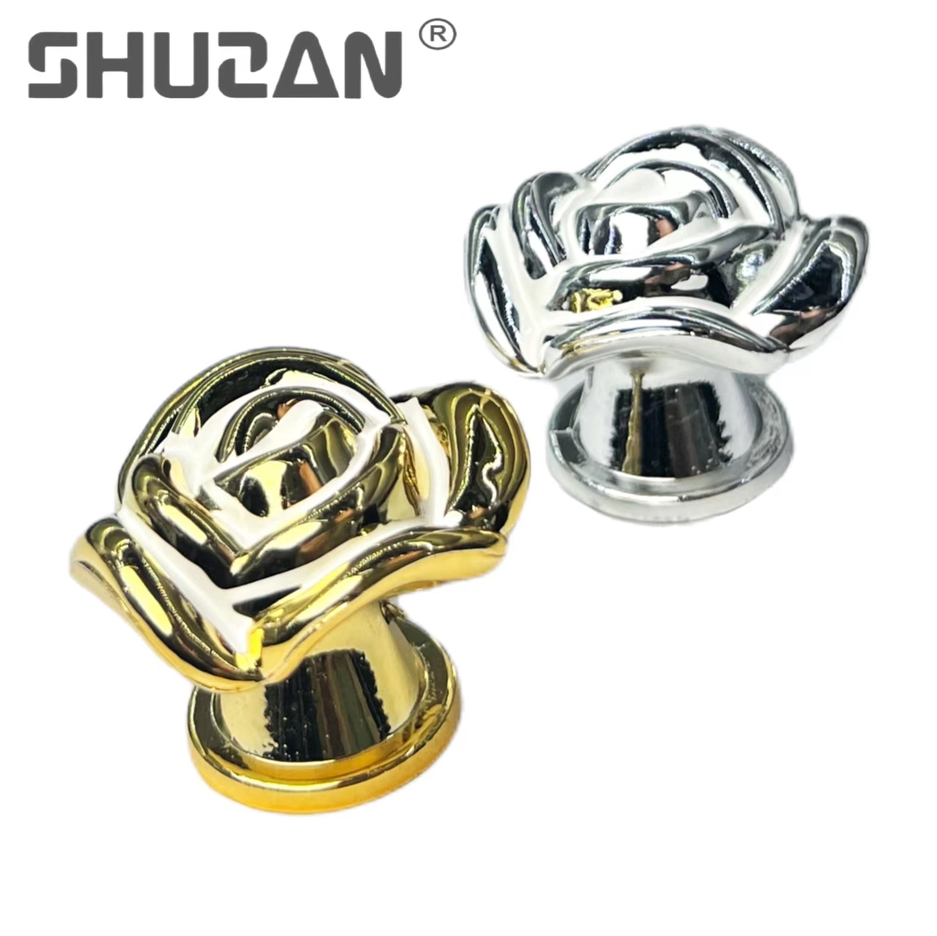 Shuzan Unknown brand rose-shaped single-hole country-style plastic handle, modern and simple cabinet drawer, wardrobe door handle wholesale special offer C003 Other hardware tools, single-lock handle Specification image