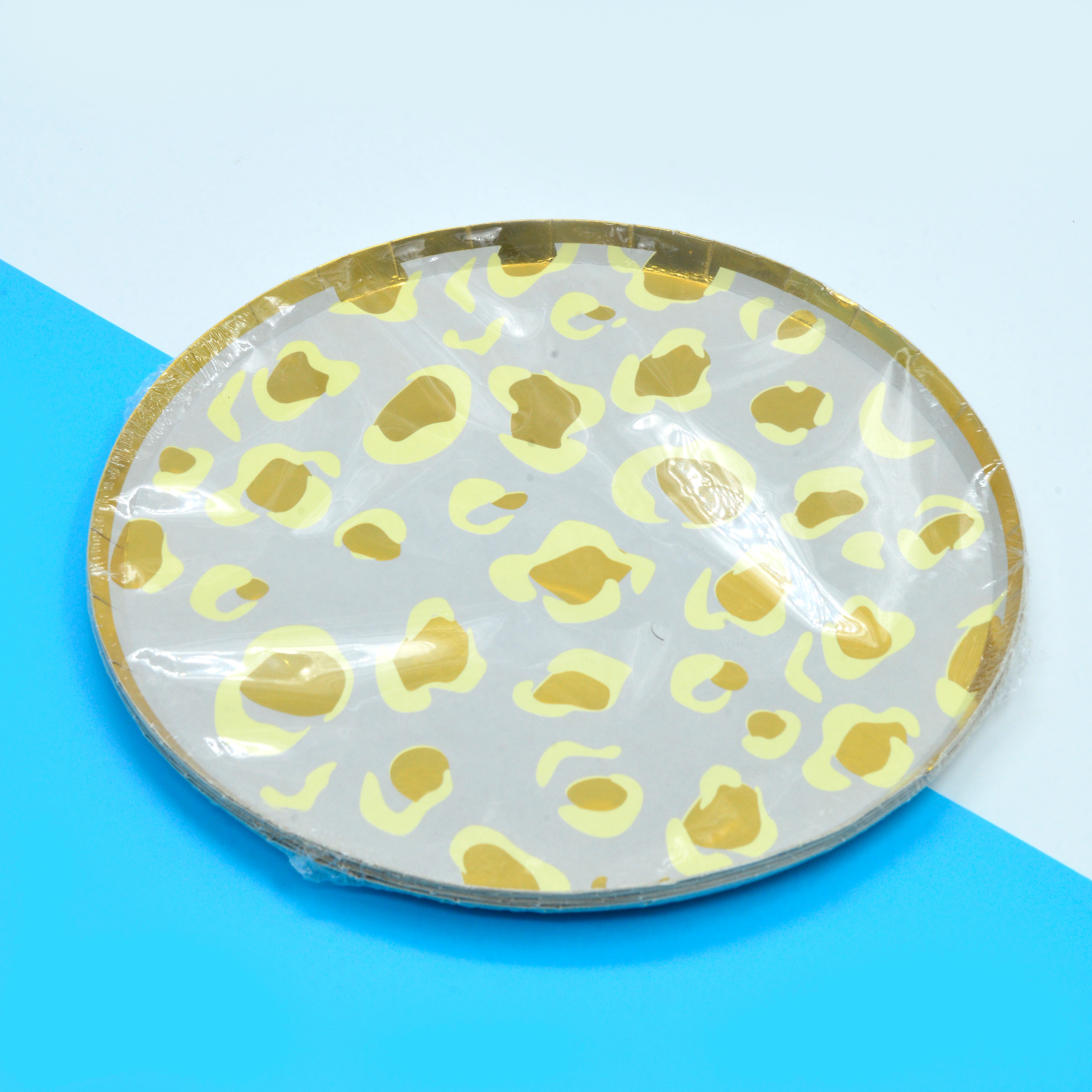 网红一次性灰底豹纹创意蛋糕盘1