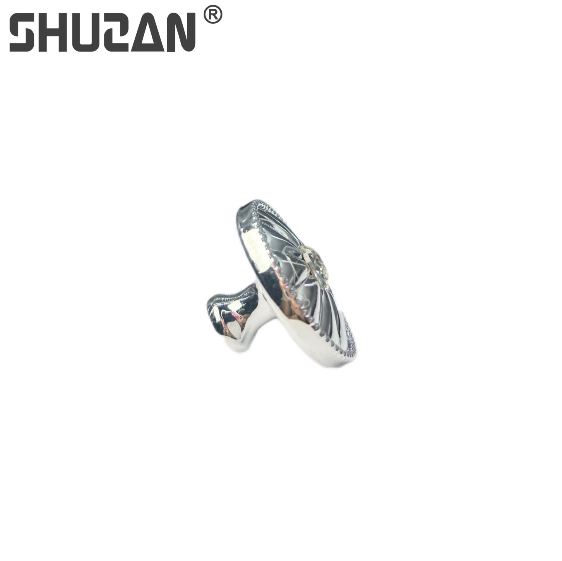 Shuzan brand guarantee ice crack European-style cabinet door handle, diamond crystal round single-hole mini light luxury home wardrobe cabinet door handle, high-end custom B002 other hardware tools single-lock handle Item Picture