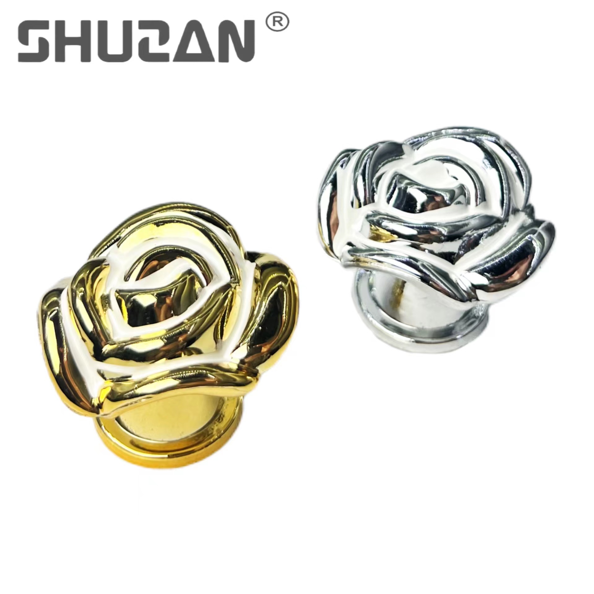 Shuzan Unknown brand rose-shaped single-hole country-style plastic handle, modern and simple cabinet drawer, wardrobe door handle wholesale special offer C003 Other hardware tools, single-lock handle Item Picture
