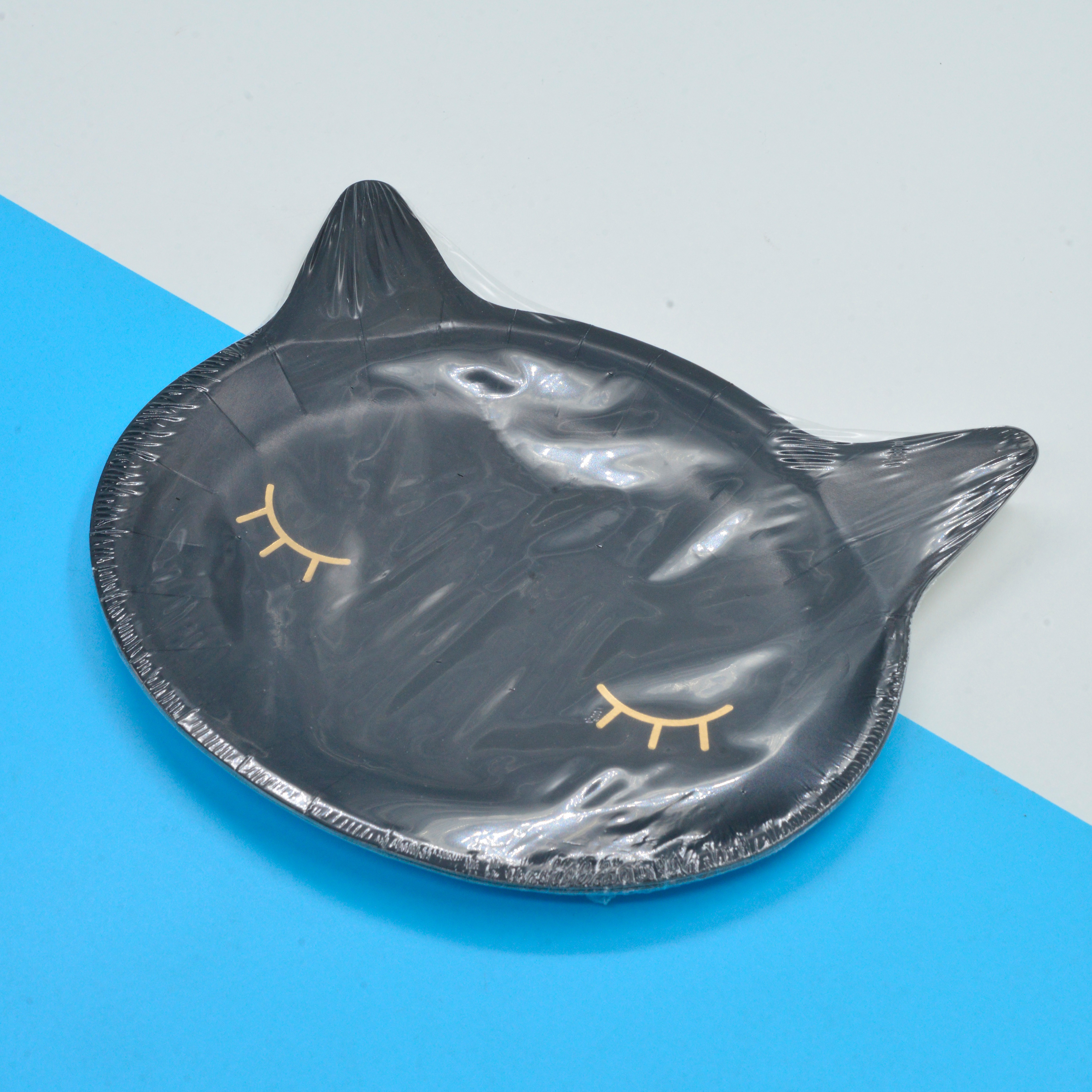 网红一次性黑猫头创意造型蛋糕盘1