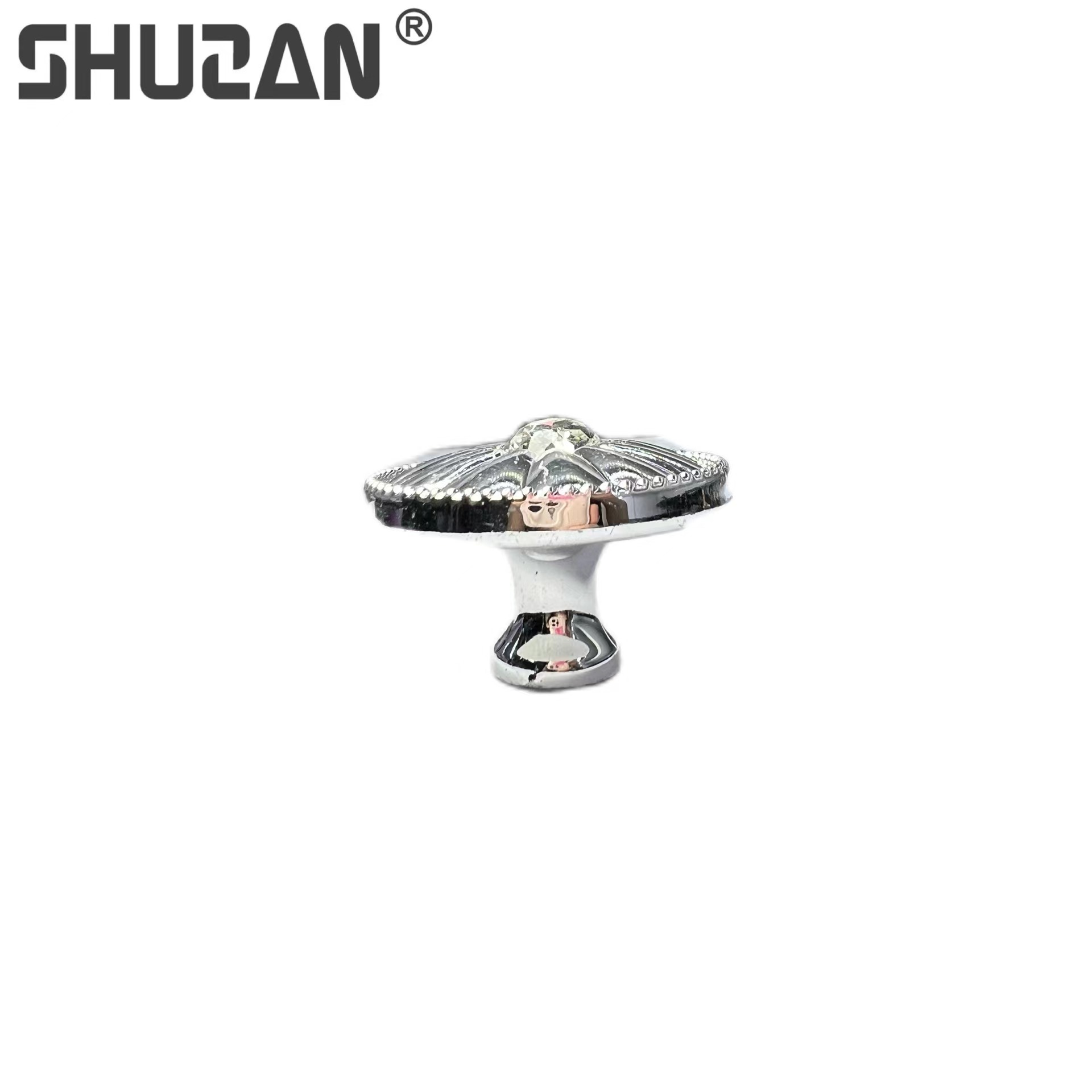 Shuzan brand guarantee ice crack European-style cabinet door handle, diamond crystal round single-hole mini light luxury home wardrobe cabinet door handle, high-end custom B002 other hardware tools single-lock handle