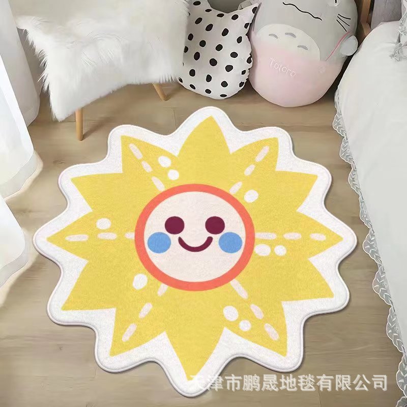 千思异形卡通仿羊绒地毯家用卧室可爱风床边满铺毯防磕碰防滑毯批发