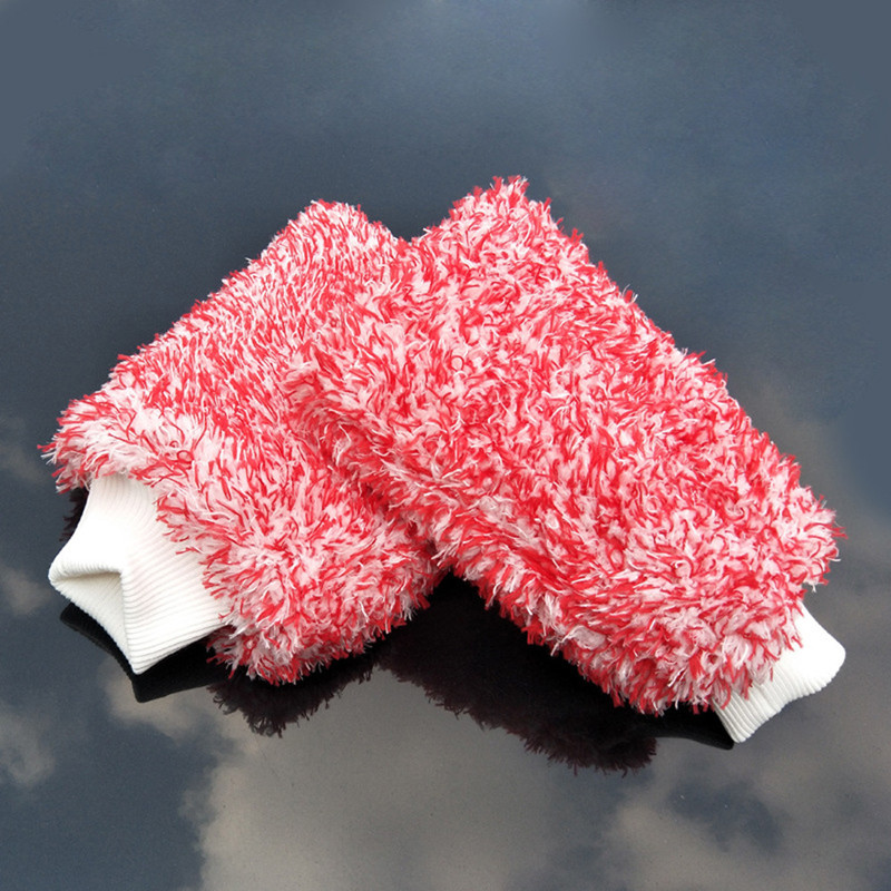 Car washing, cleaning and beauty gloves, thickened double-sided Chenille car cleaning gloves, rags, long plush car washing gloves, QW131 Specification image