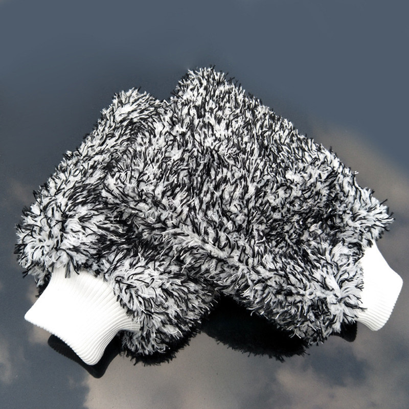 Car washing, cleaning and beauty gloves, thickened double-sided Chenille car cleaning gloves, rags, long plush car washing gloves, QW131 details Picture